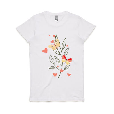 Butterfly Hearts Regular Fit, Crew Neck T shirt. 180gsm Thumbnail