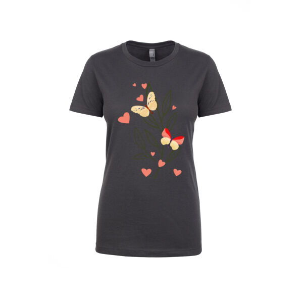 Butterfly Hearts Premium Crew Neck, Fine Jersey, T shirt. 150gsm Thumbnail